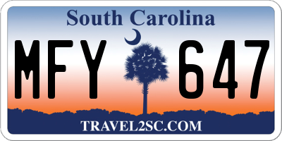 SC license plate MFY647