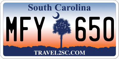 SC license plate MFY650