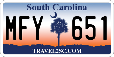 SC license plate MFY651
