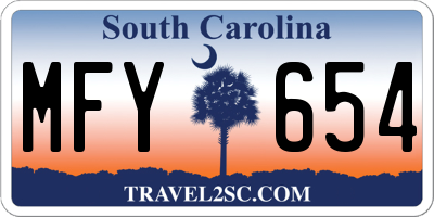 SC license plate MFY654