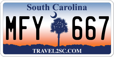 SC license plate MFY667