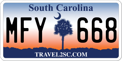 SC license plate MFY668