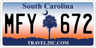 SC license plate MFY672