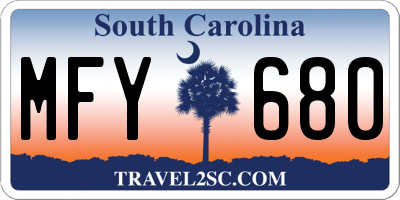SC license plate MFY680