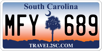 SC license plate MFY689