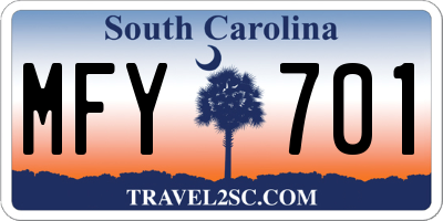 SC license plate MFY701