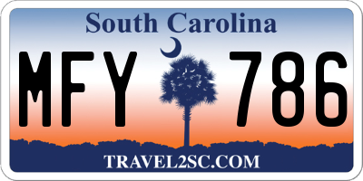SC license plate MFY786