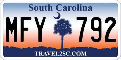 SC license plate MFY792