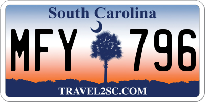 SC license plate MFY796