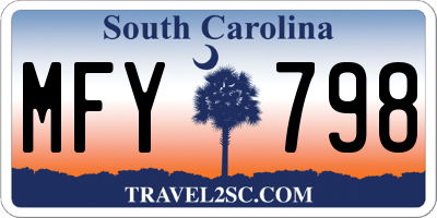 SC license plate MFY798