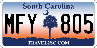 SC license plate MFY805