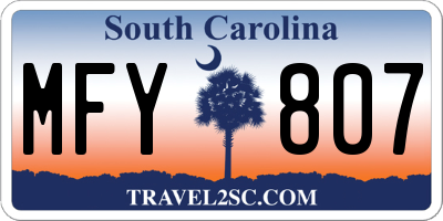 SC license plate MFY807