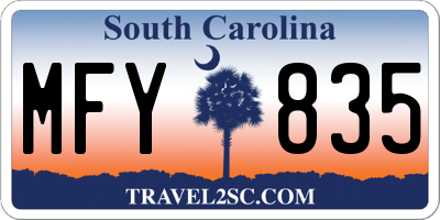 SC license plate MFY835
