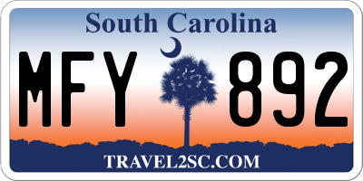 SC license plate MFY892