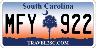 SC license plate MFY922