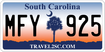 SC license plate MFY925