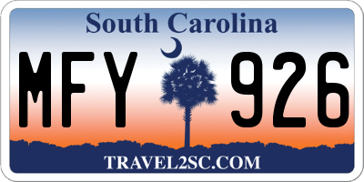 SC license plate MFY926