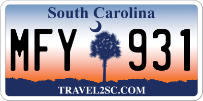 SC license plate MFY931
