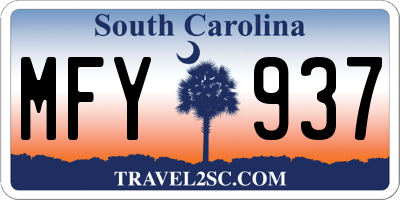 SC license plate MFY937