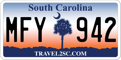 SC license plate MFY942