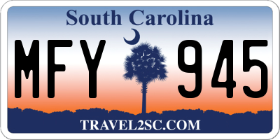 SC license plate MFY945