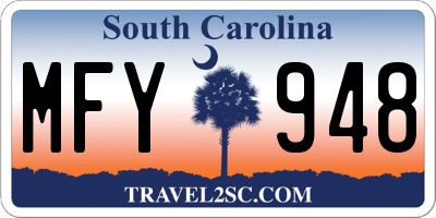 SC license plate MFY948