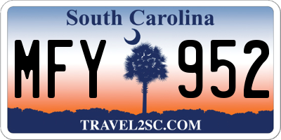 SC license plate MFY952