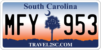 SC license plate MFY953