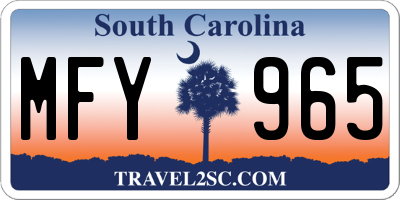 SC license plate MFY965