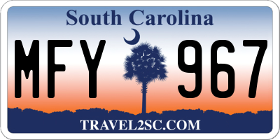SC license plate MFY967