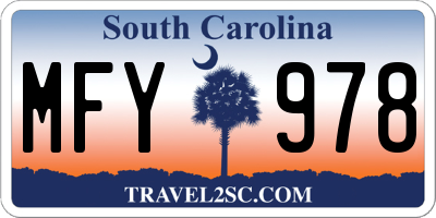 SC license plate MFY978