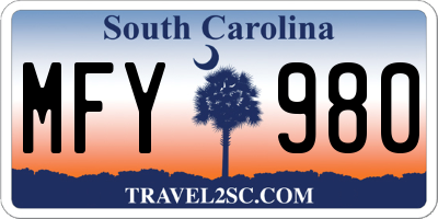 SC license plate MFY980