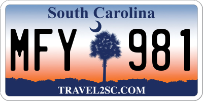 SC license plate MFY981