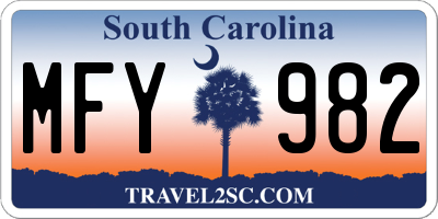 SC license plate MFY982