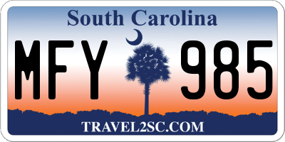 SC license plate MFY985