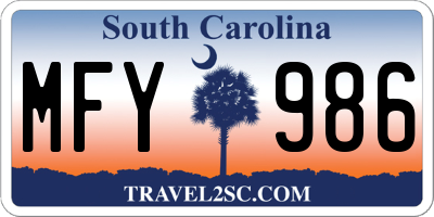 SC license plate MFY986