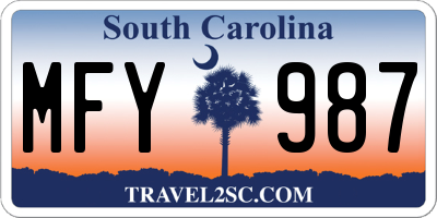 SC license plate MFY987