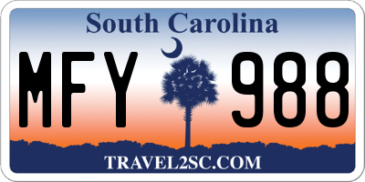 SC license plate MFY988