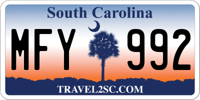 SC license plate MFY992