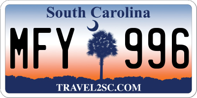 SC license plate MFY996