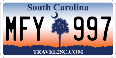 SC license plate MFY997