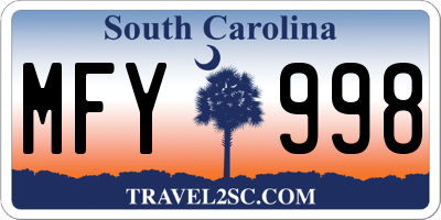 SC license plate MFY998