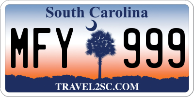 SC license plate MFY999