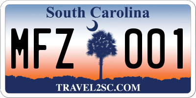 SC license plate MFZ001