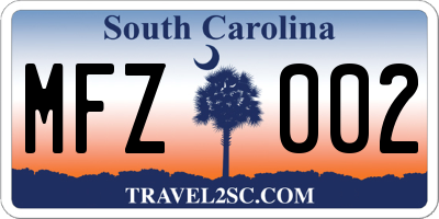 SC license plate MFZ002