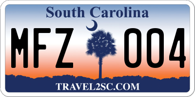 SC license plate MFZ004