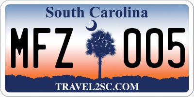 SC license plate MFZ005