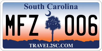 SC license plate MFZ006