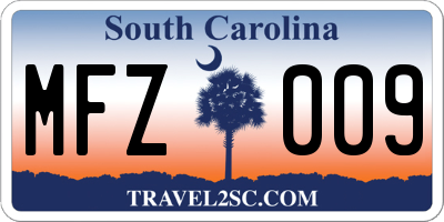 SC license plate MFZ009