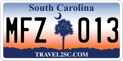 SC license plate MFZ013